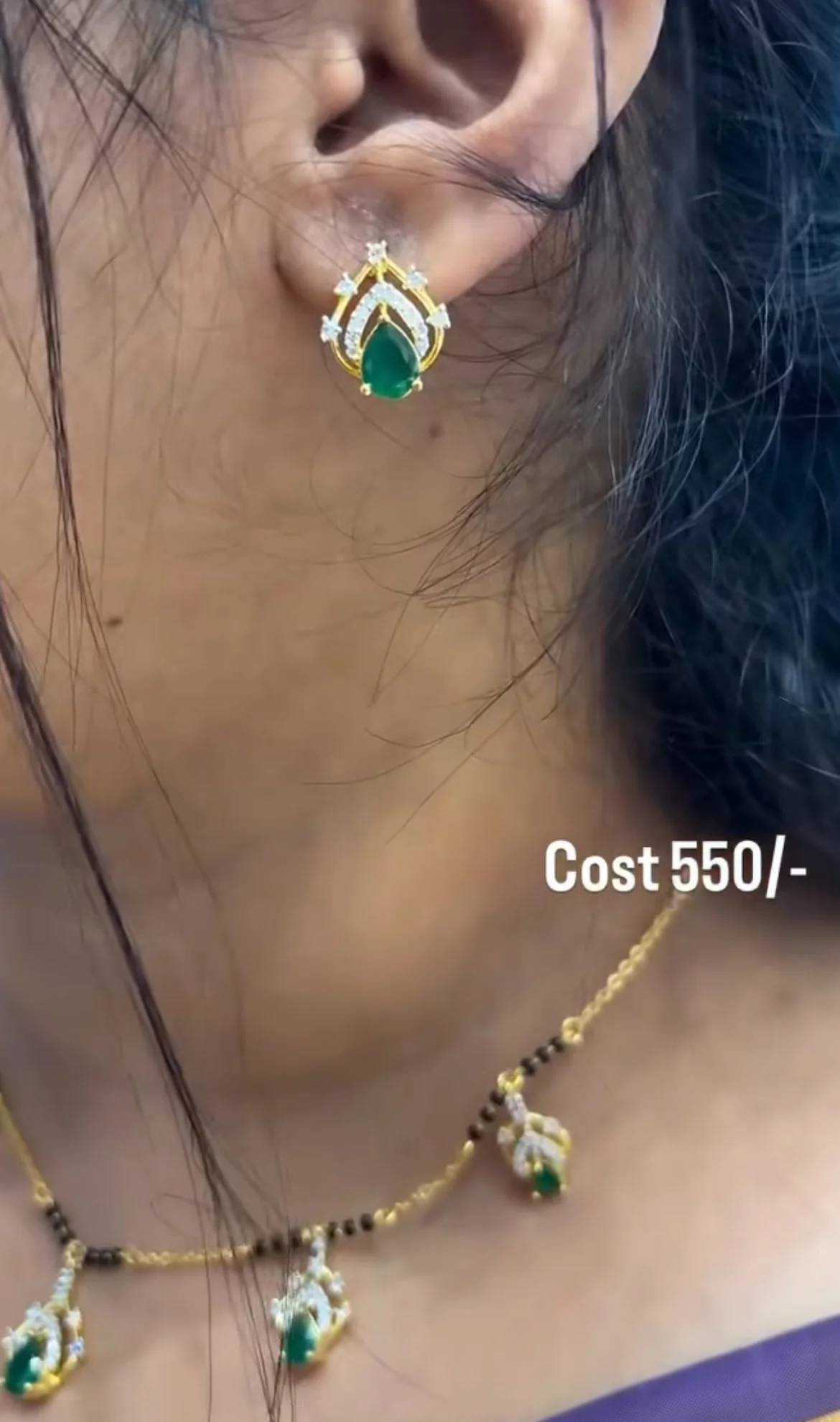 Beautiful Diamond replica chain set with earrings - Image 2