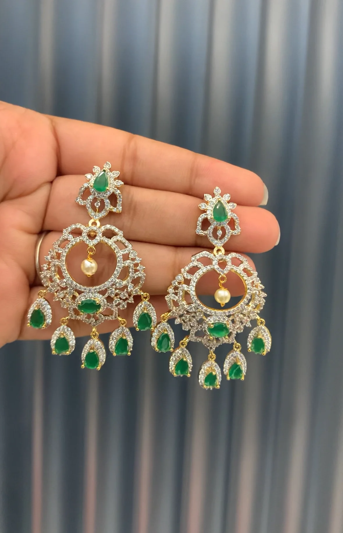 Beautiful diamond replica chandbalis