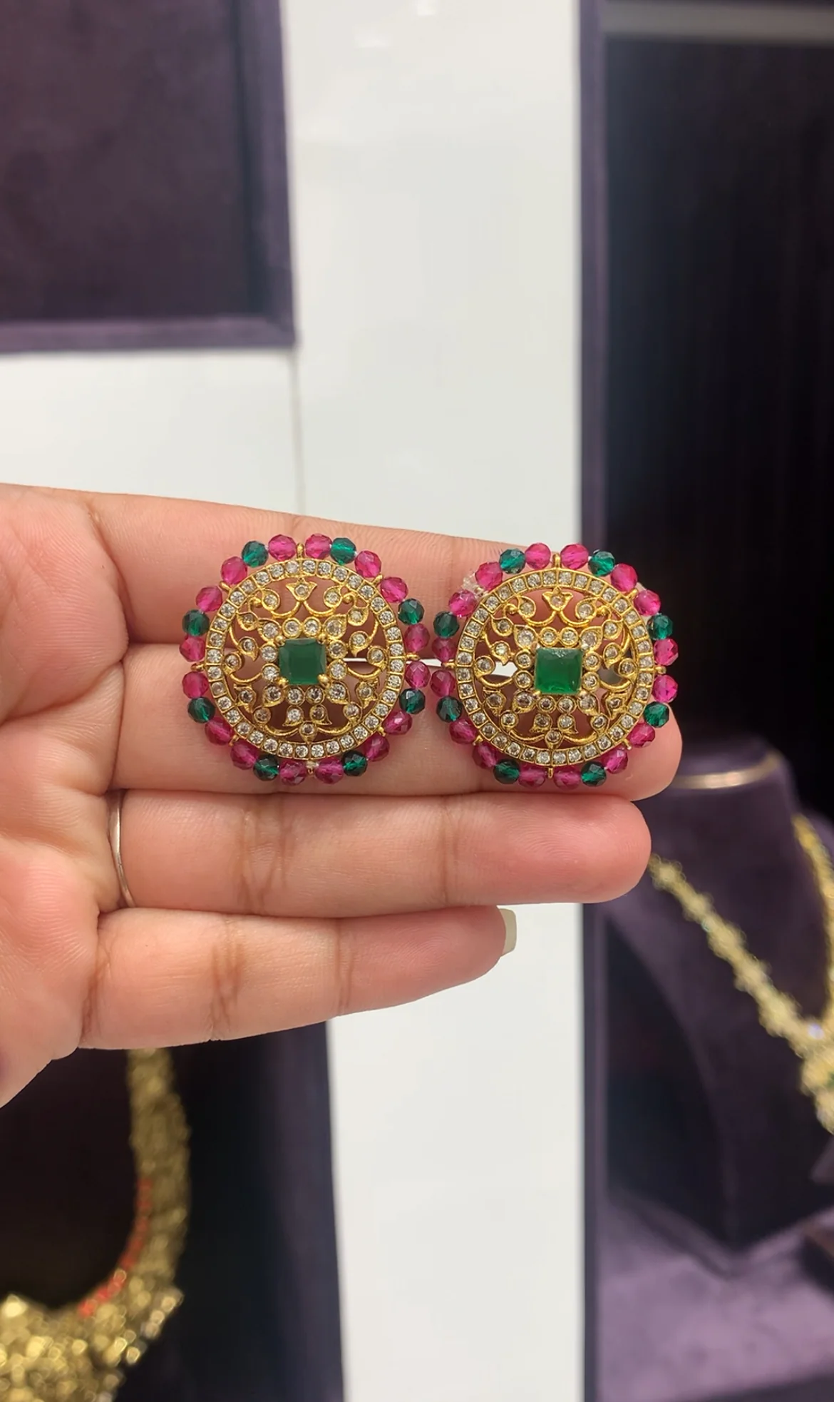 Beautiful green stone studs