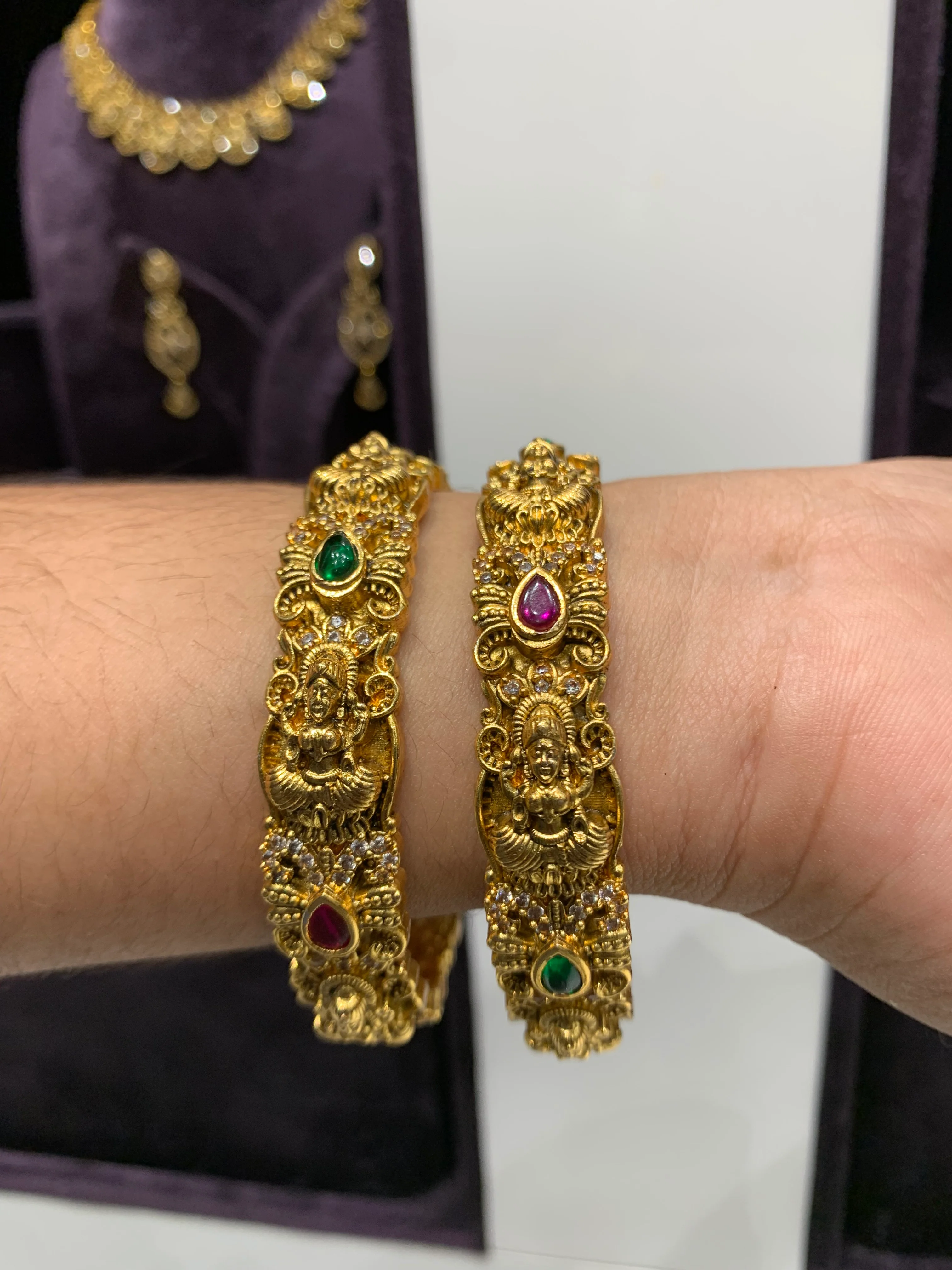 Beautiful nakshi multi stone bangles set of 2 - Image 5