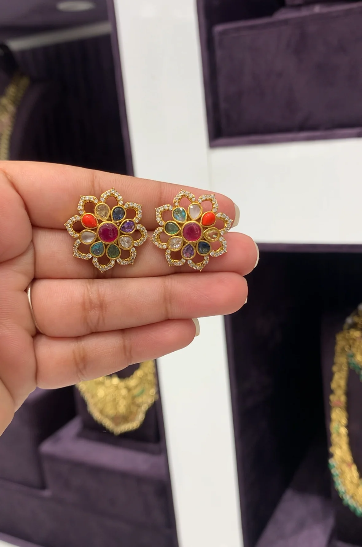 Beautiful navarathana studs