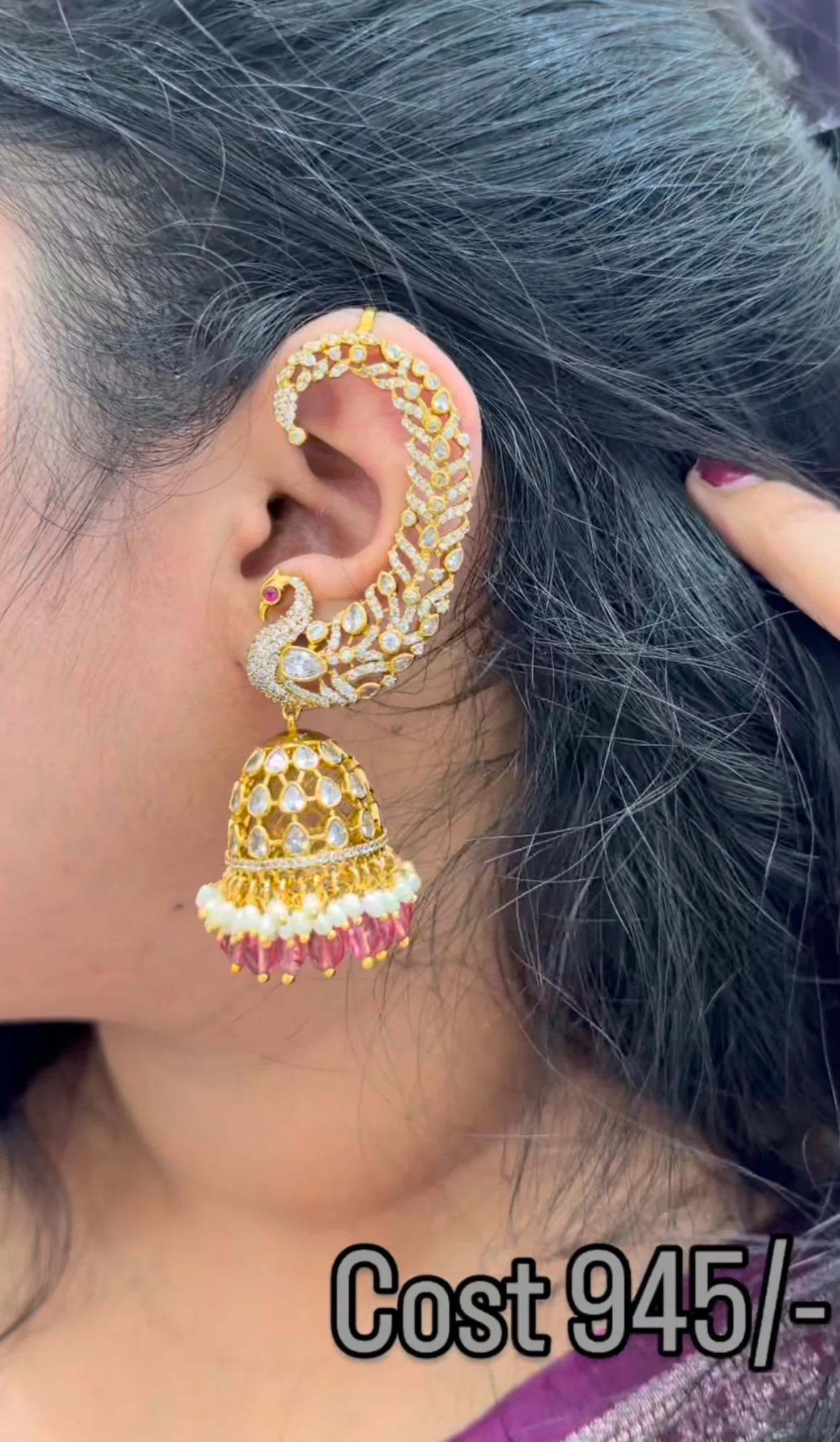 Beautiful peacock ear cuffs - Image 2