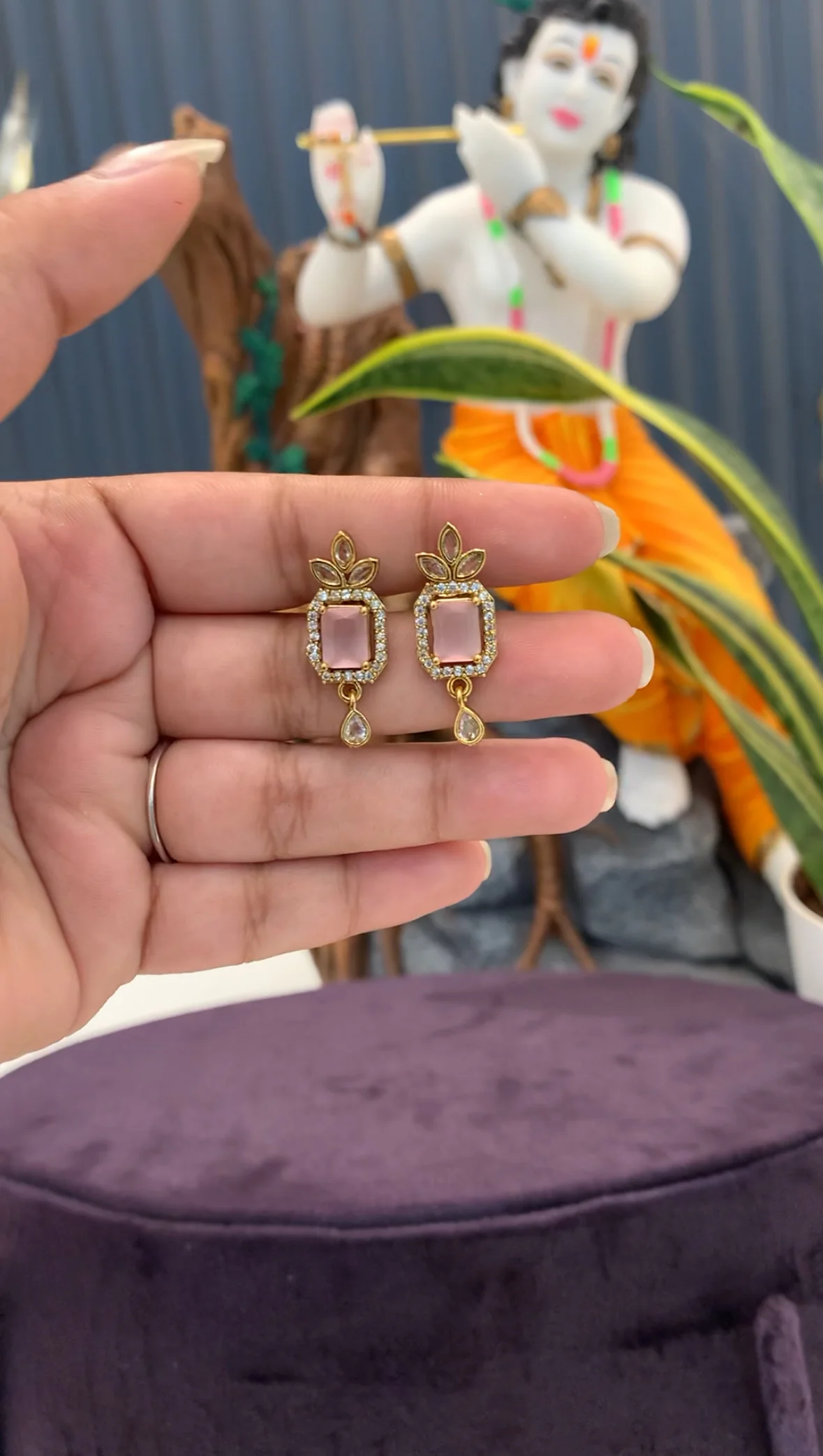 Beautiful Pink stone Back screw studs