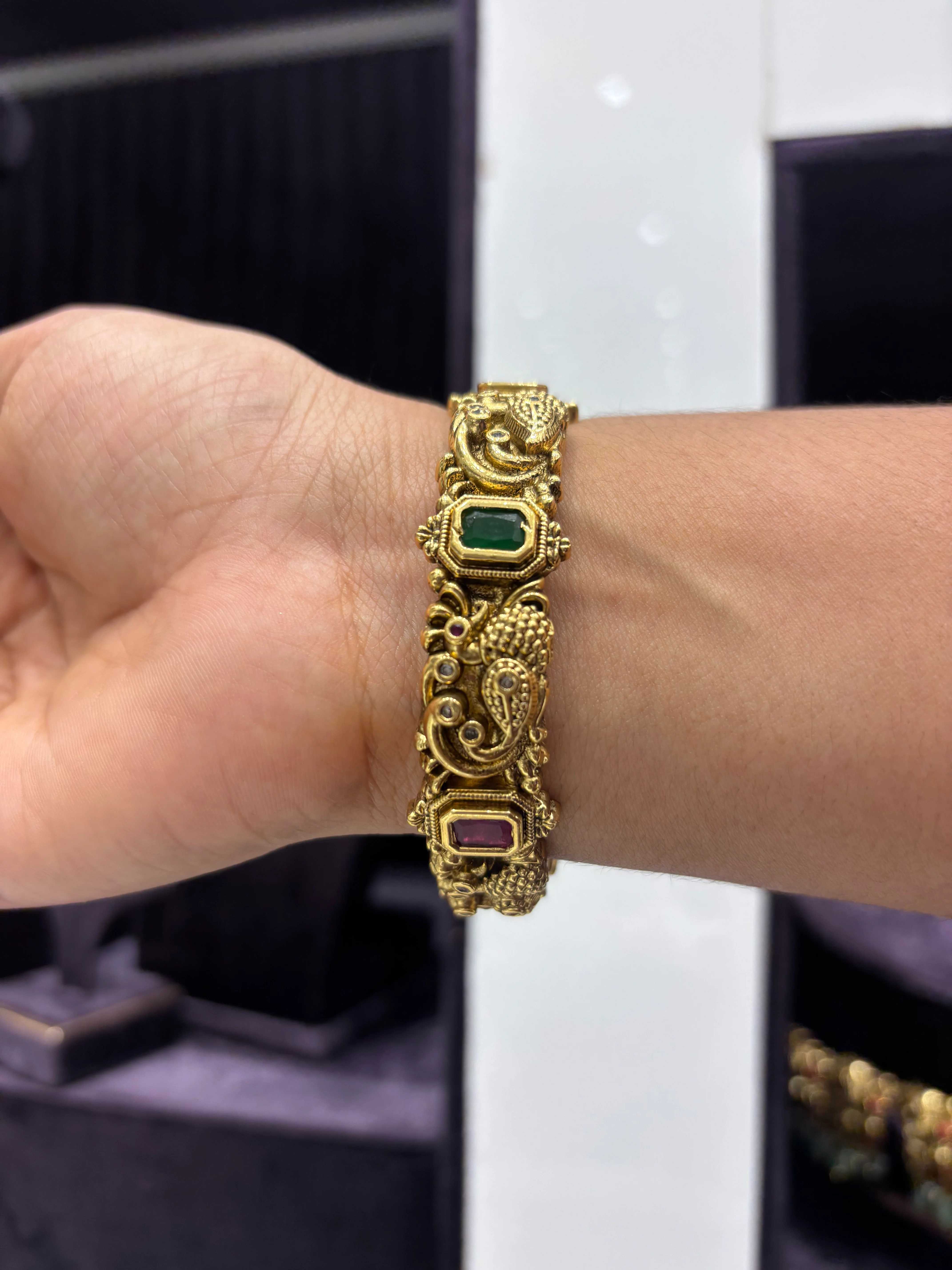 Nakshi Peacock Openable Bangles - Image 2